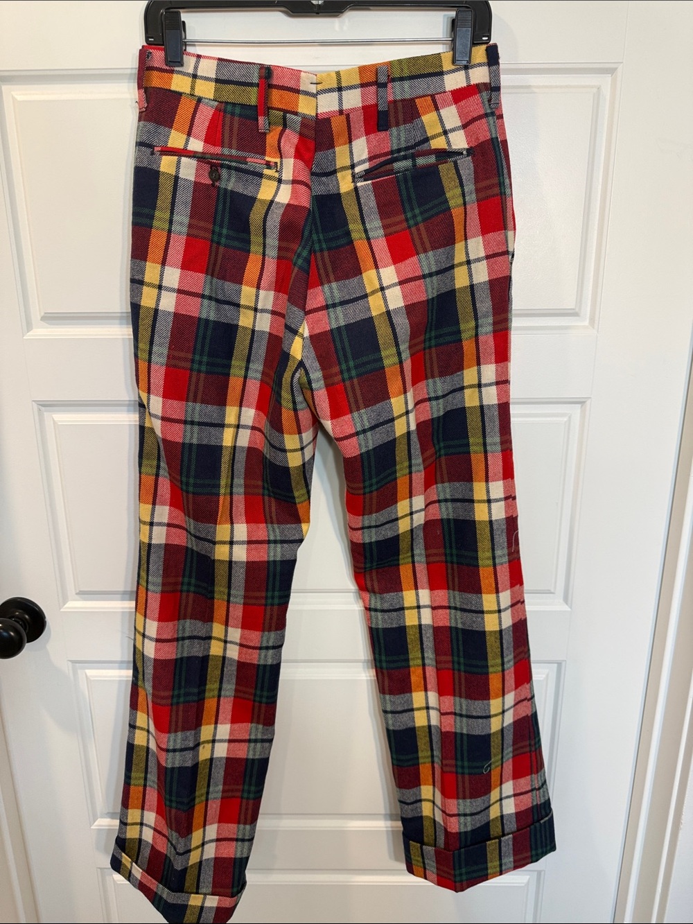 Vintage Spotwood Red Tartan Plaid Wool Pants see measurements no size tag - Picture 4 of 11
